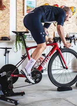 Cyclist training indoor cycling at home